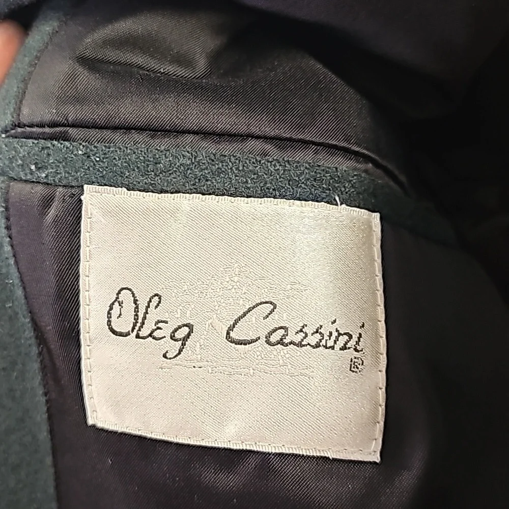 Vintage Oleg Cassini green wool jacket lined model STELLA size 46 L 42